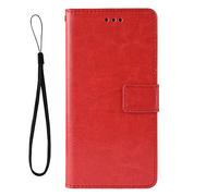 Dedux Portafoglio Custodia Cover Compatibile con LG K40S, Cover per Biglietti da Visita in Pelle Retro con Chiusura Magnetica Premium Pu Flip, Rosso con Cordino