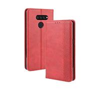 Dedux Portafoglio Custodia Cover Compatibile con LG K50S, Cover per Biglietti da Visita in Pelle Retro con Chiusura Magnetica Premium Pu Flip, Rosso