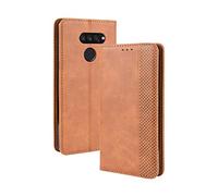 Dedux Portafoglio Custodia Cover Compatibile con LG K50S, Cover per Biglietti da Visita in Pelle Retro con Chiusura Magnetica Premium Pu Flip, Marrone