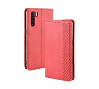 Dedux Portafoglio Custodia Cover Compatibile con Oppo A91, Cover per Biglietti da Visita in Pelle Retro con Chiusura Magnetica Premium Pu Flip, Rosso