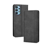 Dedux Portafoglio Custodia Cover Compatibile con Samsung Galaxy A32 4G, Cover per Biglietti da Visita in Pelle Retro con Chiusura Magnetica Premium Pu Flip, Nero