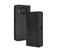 Dedux Portafoglio Custodia Cover Compatibile con Xiaomi Mi 10T Lite 5G, Cover per Biglietti da Visita in Pelle Retro con Chiusura Magnetica Premium Pu Flip, Nero