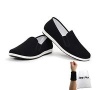 Dee Plus Kung Fu Tai Chi Scarpe Adatte Tradizionali Marziali Tela Antiscivolo Moda Qigong Laobeijing Scarpe da Ginnastica Leggere e Traspiranti Cinese Suola in Gomma Unisex Casual - Nero