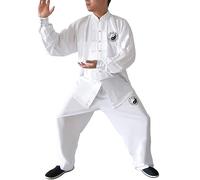 Dee Plus Uniforme Kung Fu Completo Tai Chi Arti Marziali Tai Chi in Cotone, Abbigliamento per Arti Marziali Meditazione per Donna Uomo Unisex, Wing Chun Vestiti con Manica Lunga Un Set - Bianco (L)