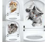 DEEBOW 5 pz 20X30 CM Gatto Divertente Emoji Autoadesivi Sedile del Water Adesivi per Coperchio Parete Bagno Ciotola del Water Adesivi Decalcomania Arte del Vinile Segno Decorazione della Copertura