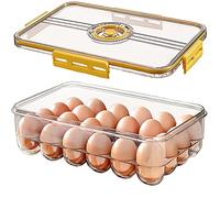 Deecam - Contenitore per uova per frigorifero, per 24 uova, in plastica, per frigorifero con coperchio (1 pezzo), trasparente, giallo