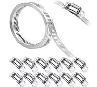 Deecam Fascette Stringitubo Regolabile Inox 4M, Fascette Metalliche con Vite, Fascette in acciaio inox Con 12 Pezzi Elementi di Fissaggio, Adatto per Tubi del Gas Domestici, Tubi Dell'auto, ecc.