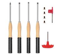 DEEFIINE Kit di utensili per tornitura per tornio in legno con punta in carburo da 46,5 cm (4 pezzi), strumento per sgrossatura e finitura con inserti in carburo rotondi quadrati diamantati