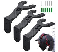 deegbbyi 3 Pezzi Supporto Casco Moto, Porta Casco Moto da Parete, Multifunzione Appendi Elmetto, Accessori con Viti, per Caschi da Motociclo, Guanti, Chiavi, Cappotti, Zaini