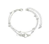 deegbbyi Cavigliera da Donna, Boemia Semplice Bracciali Cavigliere, Cavigliera a Forma di Cuore Infinito, Cavigliere a Doppio Strato Regolabili, per Donna Ragazza (18+7cm)
