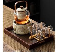 DEEguess Fornello Elettrico in Ceramica da 5 Pezzi, Funzione A 5 velocità, Pulsante A Manopola, Pannello Microcristallino, Adatto per Preparare Il tè Intorno al Fornello E per Il Campeggio,Round