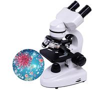 DEEguess Microscopio Binoculare 40x - 20000x, con Campo Ampio 10x E 20x Grandangolare, con Adattatore Telefonico, Microscopi A Doppia Illuminazione A LED per Bambini E Adulti