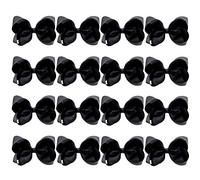 DEEKA 16 PCS 4" Hand-made Hair Bow Grosgrain Ribbon Solid Color Hair Bow Alligator Clips Hair Accessories for Little Teen Toddler Girls -Black