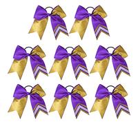 DEEKA 8PCS 8" Two Toned Large Glitter Cheer Bows Shiny Cheer Hair Bows Ponytail Holder Handmade for Cheerleader Girls Softball Sports -g Gold/Purple