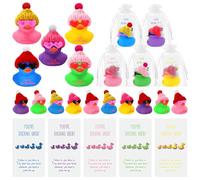 Deekin Set di 30 mini anatre di gomma da 5,1 cm, ideali come regalo di apprezzamento per gli appassionati, con occhiali e cappelli, con sacchetti di organza per amici, familiari e colleghi