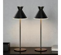 DEELUX Lampada da Tavolo LED Senza Fili Ricaricabile,Dimmer Touch 3000K/6000K,Lampada da Scrivania Portabile,Lampada da Tavolo per Interni ed Esterni,Ristorante/Camera da Letto/Bar,Nero 2Pcs