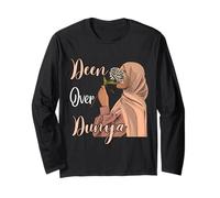 Deen Over Dunya Forte Muslimah Hijab Donna Musulmana Islamica Maglia a Manica