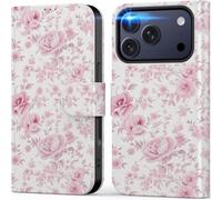 DEENAKIN Custodia a portafoglio per iPhone 17 Pro Max con porta carte di credito + clip per contanti, blocco RFID, protezione contro le cadute di grado militare, chiusura magnetica con cavalletto in