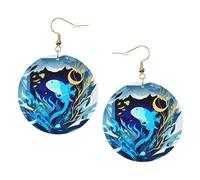 Deep Blue Animal Whale Orecchini in pelle alla moda per le donne ciondola 1 paio di orecchini piercing stampati leggeri gioielli regali per donne ragazze