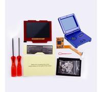 Deep Blue Pre- cut Shell Case Backlight IPS LCD Mod w/ Red Glass Lens For GBA SP