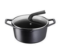 Deep Casserole with 2 Handles with Lid, Die-Cast Aluminium Pot Ø24 cm, Induction Pot, Gas and Oven with Thermo-Signal Cooking, Titanium Coating, Glass Lid