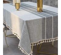 Deep Dream Tovaglia ricamata impermeabile in lino di cotone antipiega, resistente alla luce, lavabile, antipolvere, tovaglia per cucina, sala da pranzo, feste, Natale, 140 x 213 cm, grigio