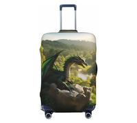 Deep Forest Stone Green Dragon - Copribagagli da viaggio, elastico, per valigie, 45-81 cm, Nero , L
