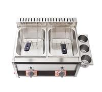 Deep Fryer Friggitrice a Gas a Doppia bombola da 20 Litri, friggitrice a Gas Professionale in Acciaio Inossidabile con Paletta per cestello per friggitrice da Cucina per Cucinare per la Famiglia