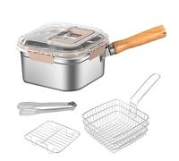 Deep Fryer, Kitchen Pan, 8.07x8.07x4.53 Inches Spill Proof Set with Capacity & Multipurpose Design, Non Leak Cooking Pot for Travel Hiking Beach Camping Dining Room Home Indoor and Outdoor Gatherings