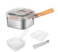 Deep Fryer with Basket, Frying Pan, 8.07x8.07x4.53in Ergonomic Design, Easy to Use, Stainless Steel Deep Fryers Set for Camping, French Fries, Chicken, Oden, Ramen, Fish, and Many More