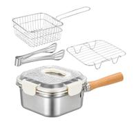Deep Frying Pot - Large Capacity Square Cookware Restaurant | Stainless Steel Deep Fryer Pot | Large Capacity Square Cookware | Stainless Steel Fryer Pot Basket Included | For Kitchen Coo