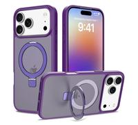 (Deep purple, iPhone 16) Custodia magnetica satinata per iPhone con supporto, protezione completa antiurto.