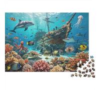 Deep Sea Discovery Puzzle 1000 Pezzi Carta Riciclata Sunken Ship Puzzle Educativo Gioco Sfida Divertente Family Gioco for Adultos And Age 10 38x26cm/1000pcs