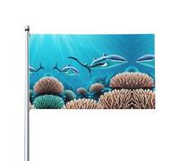 Deep Sea Whales Prints Bandiere decorative per esterni 0,9 x 1,5 m leggere e belle adatte per cortili all'aperto e celebrazioni di festival.