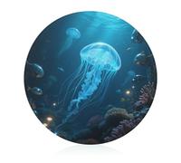 Deep Sea World, tagliere robusto e resistente ai graffi, tagliere portatile, tagliere rotondo in vetro, per cucina, picnic, 20 cm