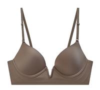 Deep V Neck, Large Open Back, U-Shaped, Beautiful, Seamless Underwear, Small Bust, Ruched, Sagging, Sexy Bra Without Steel Ring, Beige, 6(Coffee,10)