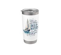 Deep Waters Isaia 43:2 Barca a vela Christian Faith Bicchiere termico in acciaio inox doppia parete