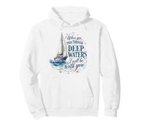 Deep Waters Isaia 43 Christian Faith Bible Verse Barca a Vela Felpa con Cappuccio