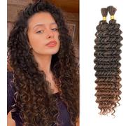 Deep Wave Bulk Hair for Braiding 18 inch No Weft Deep Wave Bundles Curly Braiding Hair Extensions for Boho Braids and Wavy Braiding 2 Braids Per Pack (T30#, 18inch (1pack))
