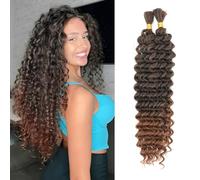 Deep Wave Bulk Hair for Braiding 18 inch No Weft Deep Wave Bundles Curly Braiding Hair Extensions for Boho Braids and Wavy Braiding Hair 2 Braids Per Pack (T30#, 22inch (1pack))