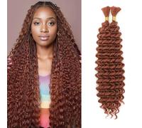 Deep Wave Bulk Hair for Braiding 22 inch No Weft Deep Wave Bundles Curly Braiding Hair Extensions for Boho Braids and Wavy Braiding 2 Braids Per Pack (350#, 22inch (1pack))