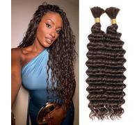 Deep Wave Bulk Human Hair Braiding Boho Braids Tessitura Capelli Umani Naturali No Weft 100g Tessitura Brasiliana Curly Extension 2 Braids Per Pack Chocolate Brown