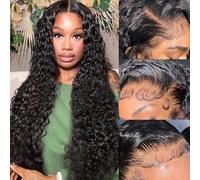 Deep Wave Lace Front Wigs Human Hair 150% Density 13x4 HD Curly Lace Frontale Glueless Wigs for Women Pre Plucked Deep Wave Natural Color (22 Inch)