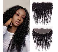 Deep Wave Lace Frontal Closure 13x4 Ohr zu Ohr 100% unbehandeltes brasilianisches Echthaar mit tiefem Lockenmuster Swiss Lace Frontal Closure gebleich