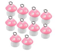 DEEPCRAFF 10 Pezzi Charms Mini Funghi Decorativi in Resina Rosa per Creazioni Fai-da-te, Accessori Pendenti per Portachiavi e Cavigliere Artigianali