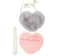 DEEPCRAFF 2 Pezzi Borsa a Cuore in Peluche Catena Lunga per Donna | Forma Amorosa, Stile Fresco e Semplice, per Cosmetici e Telefono, Uso Quotidiano e Uscite Serali