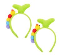 DEEPCRAFF 2 Pezzi Fascia per Chioma Kawaii a Forma di Bruco e Germoglio Verde Chiaro, Delicata e Versatile la Gestione dei Chioma, per Eventi Primaverili e Feste