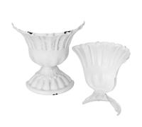DEEPCRAFF 2 Pezzi Vaso in Ferro Bianco a Mezza Urna Decorativa Rustica e Versatile per Piante e Fiori Artificiali, per Decorazione da Tavolo in Soggiorno