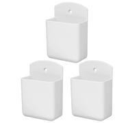 DEEPCRAFF 3 Pezzi Supporto da Parete in Plastica Bianca per Telecomando Adesivo Organizer Leggero e Superficie Liscia, per Piccoli Oggetti Dietro Divano in Camera da Letto