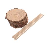 DEEPCRAFF 5 Pezzi Base per Albero Festivo Mini in Legno, Design Rustico | Base Rotonda Installazione a Innesto, Finitura Naturale, per Vetrine e Feste Invernali